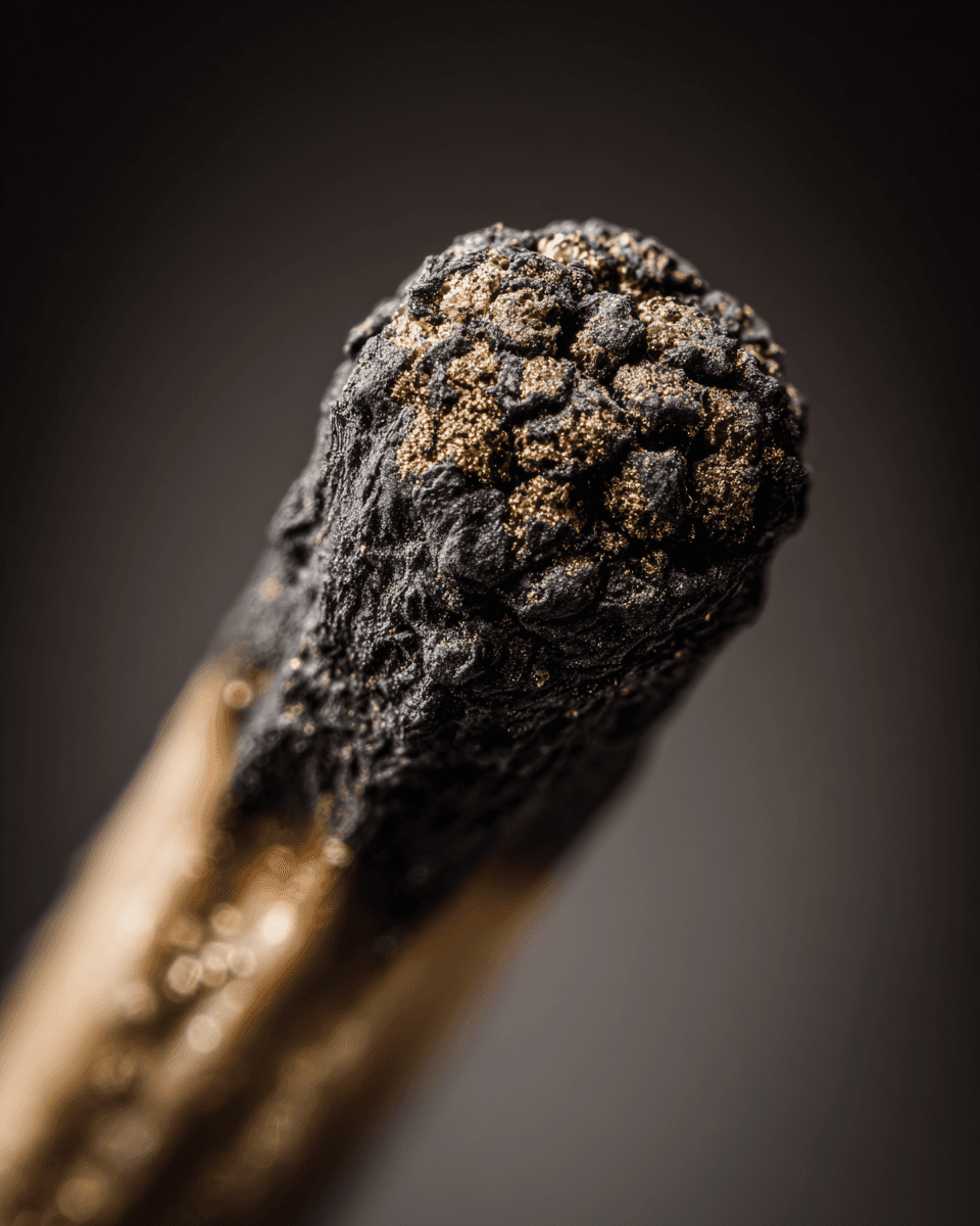 Hyperrealistic Burned-out Matchstick Macro Portrait