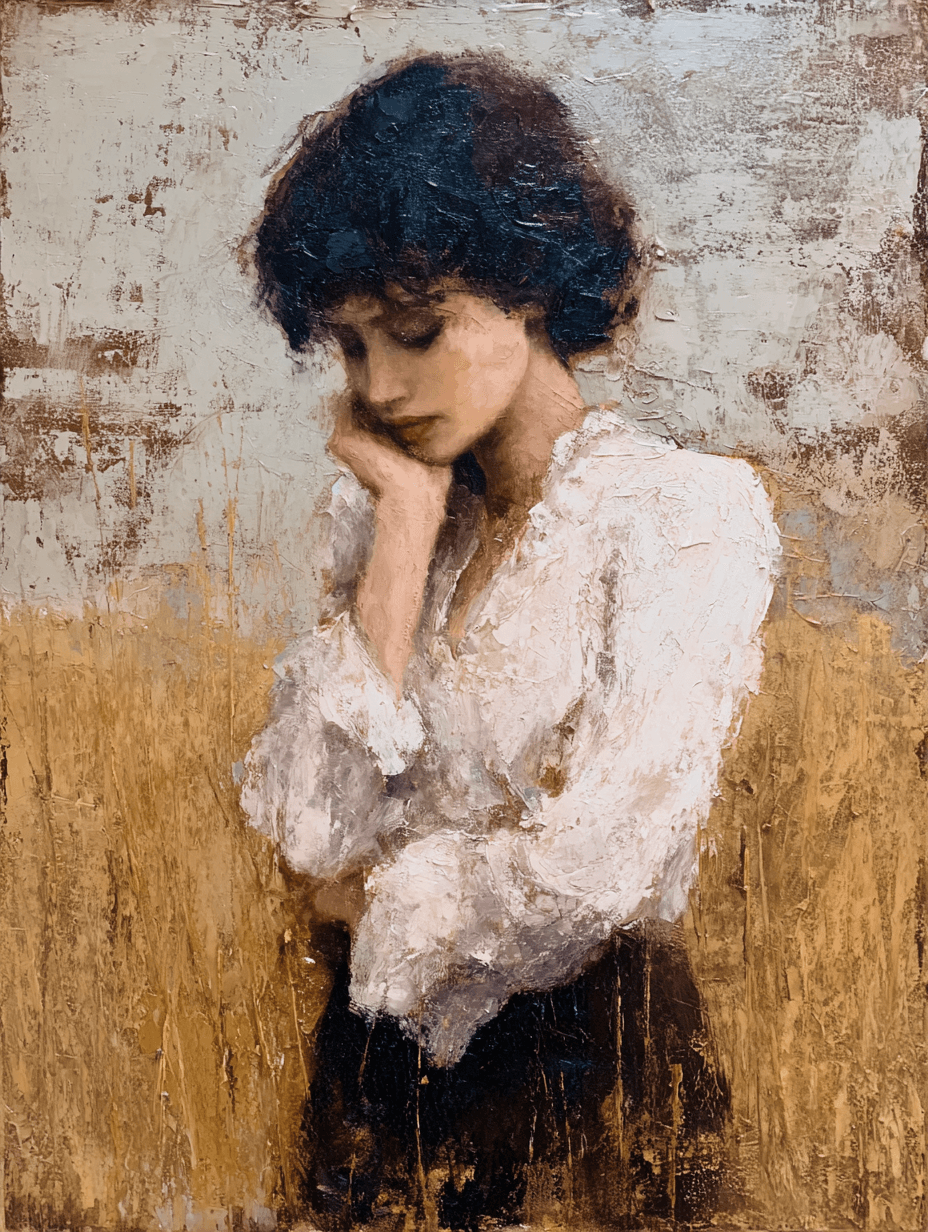 Contemporary Pastoral Oil Woman Painting