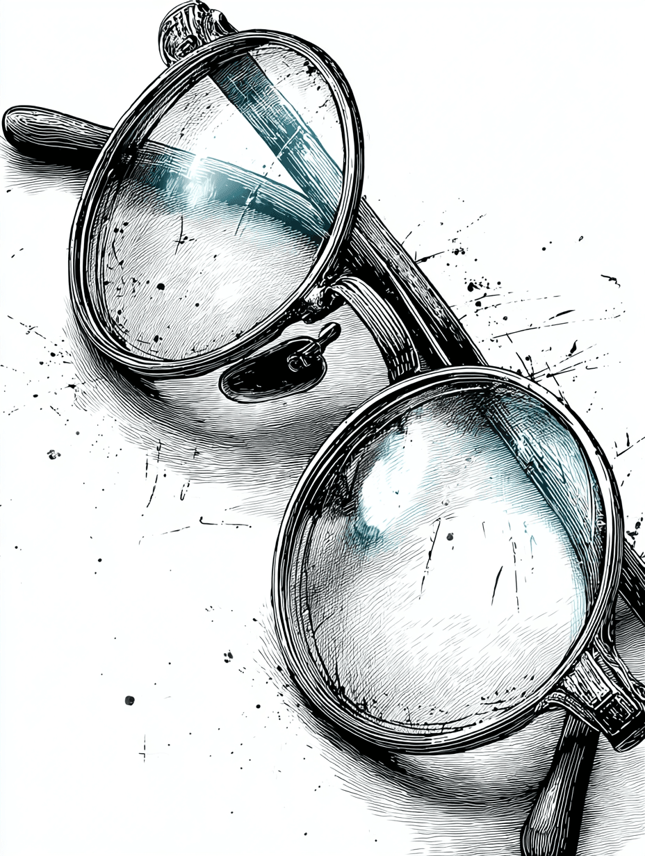 Graphite Pencil Glasses Illustration