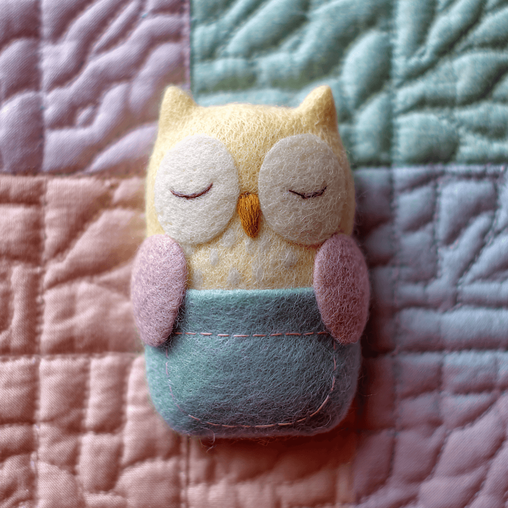 Tiny Sleeping Plush Owl Front View Plush Toy