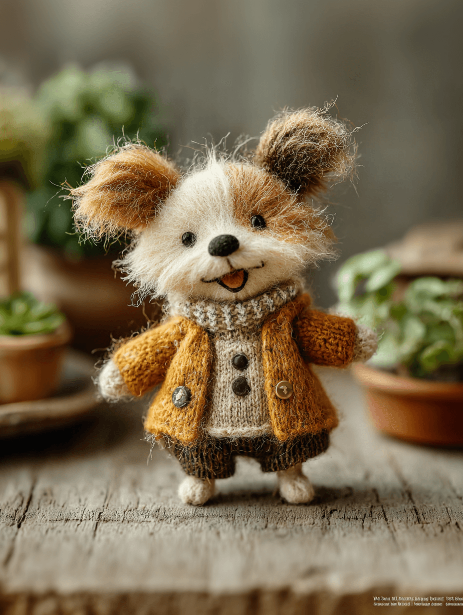 Handcrafted Wool Baby Dog Character