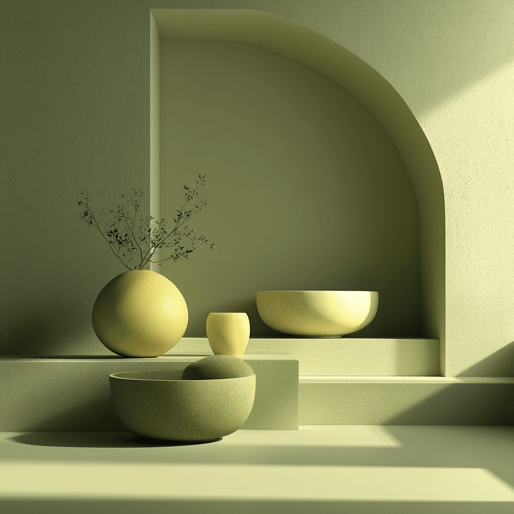 Monochrome Olive Green Editorial Still Life Composition 2