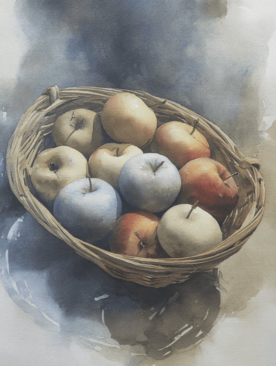 Soft Realistic Watercolor Apples Illustration