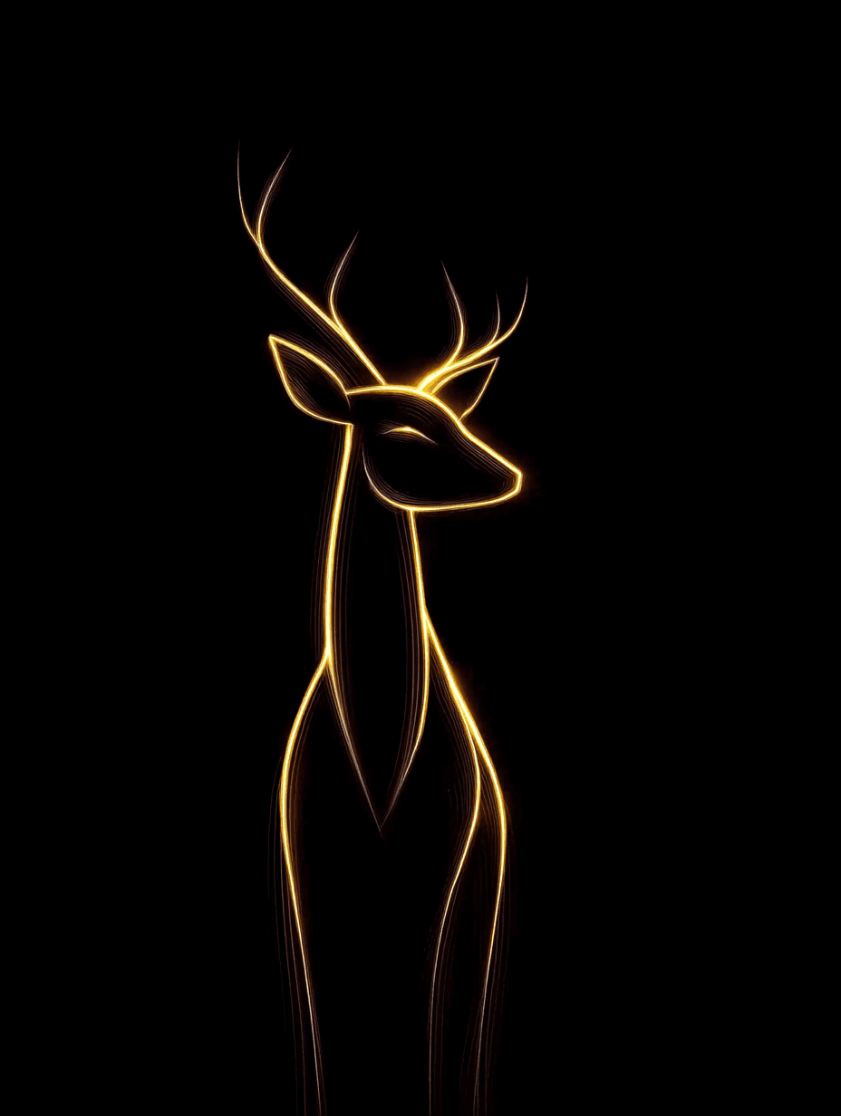 Golden Line Art Deer Portrait Illustration
