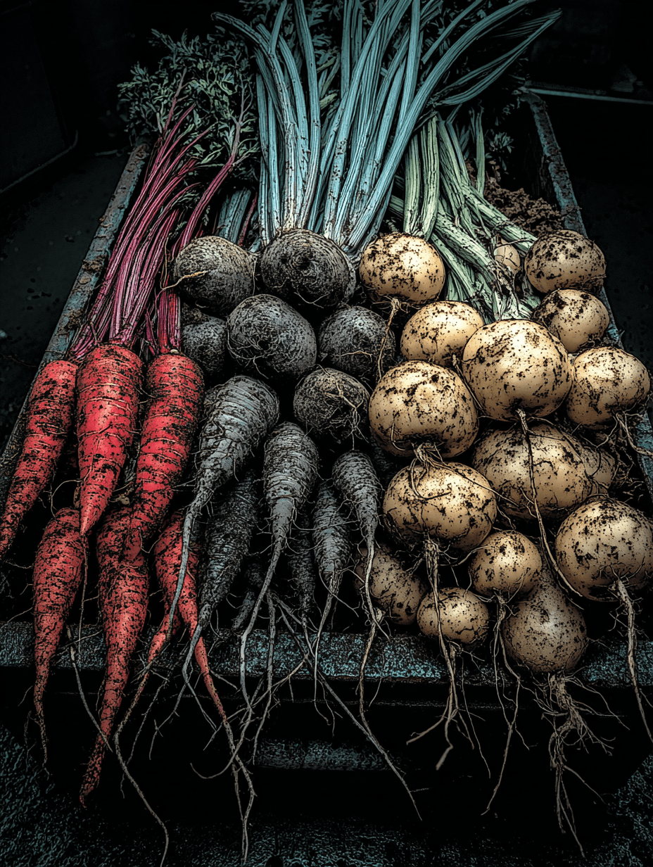 Gritty Cinematic Collection of Vegetables Scene