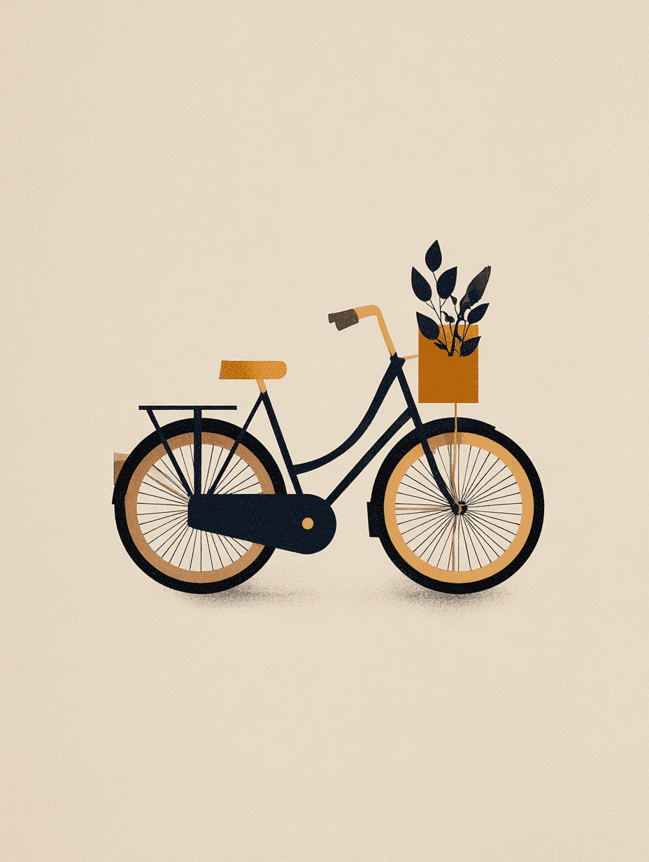 Minimalist Boho Bicycle Illustration