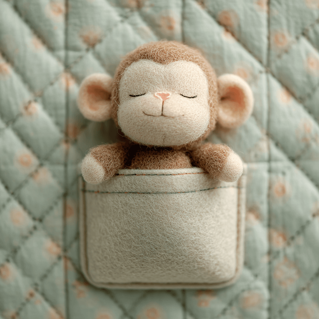Tiny Sleeping Plush Monkey Front View Plush Toy
