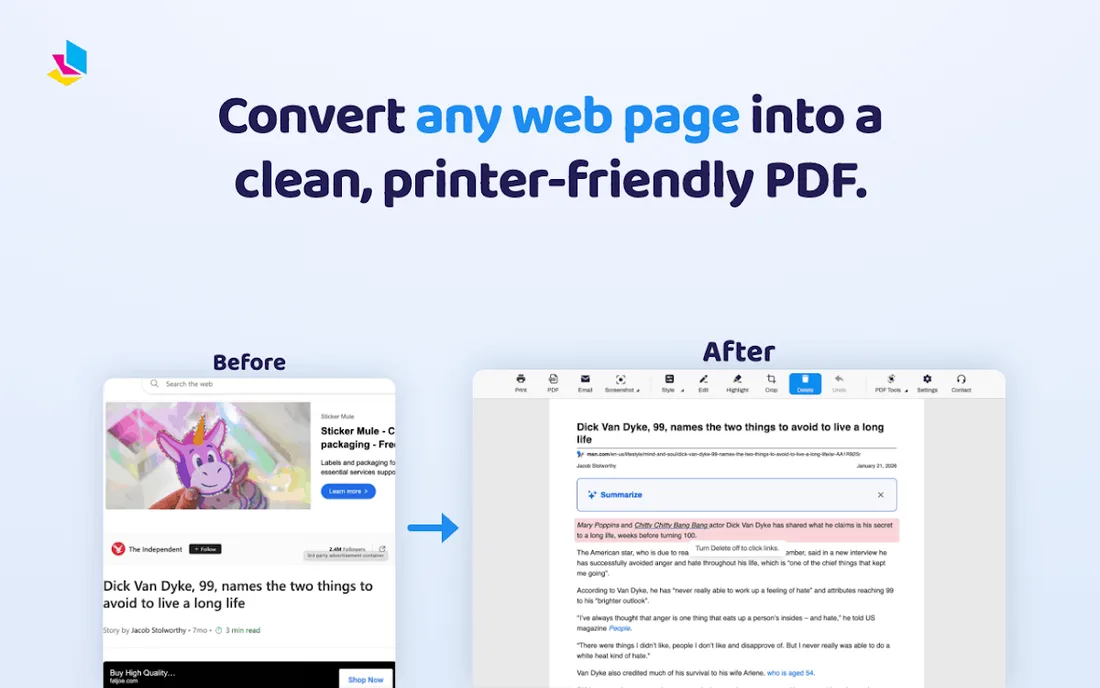 PrintFriendly: Print, PDF Editor & Full Page Screenshot: official promotional screenshot